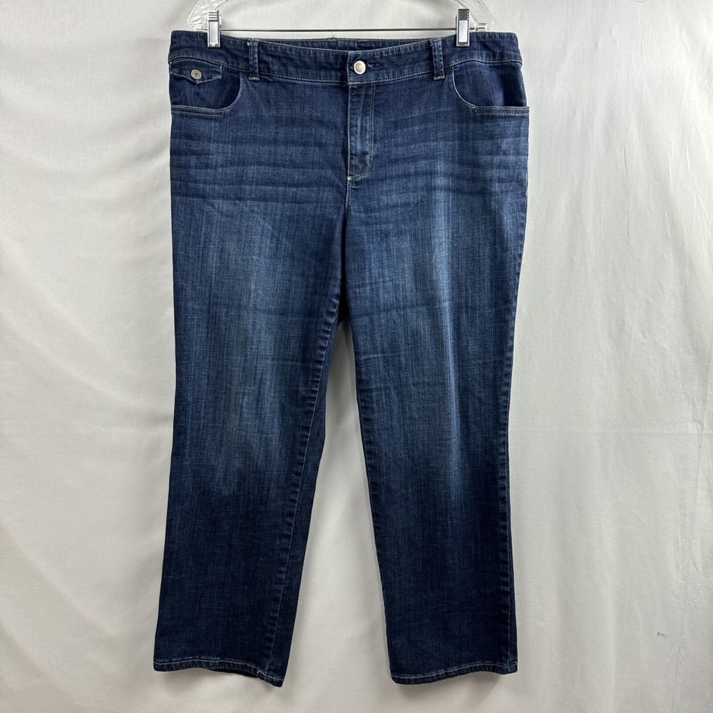 Chicos 3 Platinum Jeans Womens 40x26 Blue Stretch Accent Pockets size 16